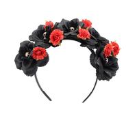 BESPORTBLE Day Of Dead Headband Mexican Skull Crown Hair Hoop Cosplay Party Headwear Halloween Headpiece The Costumes Women Headbands Costume Veil Rose Floral Tights Necklace Accessories Headpieces