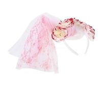 BESPORTBLE Day the Dead Flower Crown Mesh Veil Headband Ghost Bride Costume Accessory with Realistic Blood Splatter Effect for Halloween and Ghost Festival