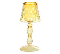 BESPORTBLE Delicate Glass Candleholder for Indoor Home Use Simple Practical Design Decorative Candlestick Stand European Style Yellow Tone Glass Candlestick for Household Decor