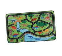 BESPORTBLE Dinosaur Theme Foldable Play Mat with Traffic Road Design Non-slip Rug for Playroom and Bedroom Cartoon Park Carpet for Boys