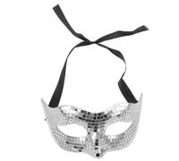 Besportble Disco Ball Face Mask Halloween Mirror Mask for Women Glitter Metallic Half Face Party for Masquerade Carnival Prom and Dance Events Silver Costume Accessory