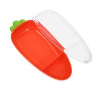 BESPORTBLE Divided Veggie Tray with Lid Plastic Storage Box 2-Compartment Carrot-Shaped Container for Family Gatherings Picnics Office Lunches 7.28X3.15X1.65In