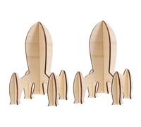 BESPORTBLE DIY Wooden 3D Puzzle Assembly Toy Set for Boys and Girls 2pcs Rocket Model Kits Educational and Fun Activity for Children Creative Crafts for Birthday