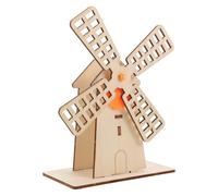 BESPORTBLE DIY Wooden Windmill Science Experiment Kit Gear-Driven Rotating Model, Educational Engineering Set for STEM Learning and Creative Craft Activities