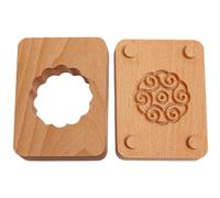 BESPORTBLE Double-Layer Wooden Moon Cake Mold Hand Press Baking Tool for Green Bean Cake and Pastry Making, Traditional Beechwood Mooncake Stamp for DIY Bakery Supplies