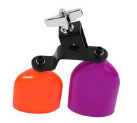 BESPORTBLE Double Mounted Cowbell Percussion Bell Musical Toy Educational Drumset Accessory Plastic Two-tone Purple and Orange Suitable for Home and School Use