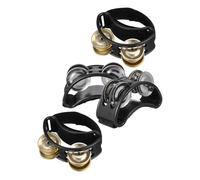BESPORTBLE Double Row Foot Tambourine with 4pcs Jingle Bells Adjustable Strap for Percussion Performance and Music Practice