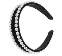 BESPORTBLE Double Row Pearl Headband Non-slip Hair Band Comfortable Secure Fit Soft Fabric Plastic Pearl Beads Elegant Simple Design Hair Head for Women Face Washing Accessory