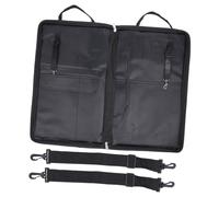BESPORTBLE Drumstick Storage Holder Bag with A4 Sheet Pocket, Black Percussion Mallet Container for Electric Drums and Marching Gear, Drum Stick Gig Bag with Carry Strap
