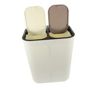BESPORTBLE Dry Wet Separation Trash Can with Lid Dual Compartment Garbage Bin for Kitchen and Bathroom Odor Resistant Home Wastebasket Spacious Capacity Elegant Ivory White Design