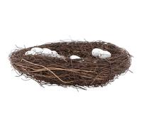 BESPORTBLE Easter Rattan Bird Nest Decor with 18 Simulation Bird Eggs, 25cm Diameter Vine Woven Birdcage Ornament for Home, Garden and Party Decoration