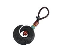 BESPORTBLE Ebony Keychain for Men and Women Chinese Style Black Sandalwood Keyring Sturdy Key Holder for Car and Home