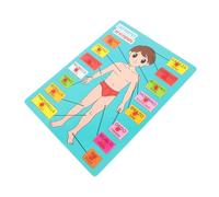 BESPORTBLE Educational Human Body Puzzle for Spanish Language Learning Matching Board Interactive Cognitive Tool for Early Learning Montessori Wooden Puzzle for Home Kindergarten Use