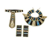 BESPORTBLE Egyptian Pharaoh Hat Costume Accessories Set Gold Headpiece Collar and Wristbands for Halloween Party and Stage Performances for Men and Women