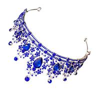 BESPORTBLE Elegant Blue Rhinestone Wedding Tiara Crown Headpiece for Brides Stunning Floral Design Lightweight Comfortable Fit for Bridal Hair Accessories and Special Occasions