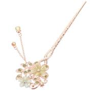 BESPORTBLE Elegant Green Alloy Flower Hair Stick with Gemstone Tassel Pendant Classical Chinese Hairpin for Women S Hair Accessories Stylish Decorative Chopsticks