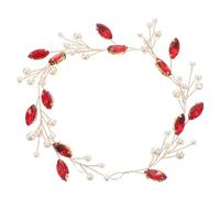 BESPORTBLE Elegant Red Bridal Pearl Headband Hair Accessory with Rhinestone and Metal for Special Occasions and Anniversaries, Wedding Bride Hair Decoration with Fine Workmanship