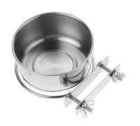 BESPORTBLE Elevated Stainless Steel Dog Bowl with Clamp Holder for Kennel and Coop, Stable Design Reduces Neck Strain, Suitable for Dogs and Small Animals, Modern Hanging Pet Feeder