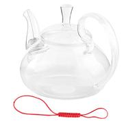 BESPORTBLE Embossed Glass Teapot Raised Handle Heat Resistant Transparent Tea Ware for Scented Floral Tea Clear Pot and Gift Use