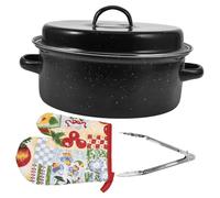 BESPORTBLE Enamel Roasting Pan for Baking Sweet Potatoes with Even Heat Distribution and Smooth Edges, Small Roasting Pan for Thanksgiving and Daily Kitchen Use