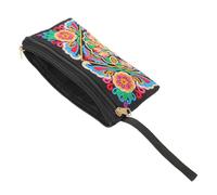 BESPORTBLE Ethnic Style Embroidered Clutch Bag with Floral Gusang Flower Pattern, Traditional Folk Embroidery Evening Purse Wallet for Women, Zip Closure Coin Purse for Weddings and Cultural
