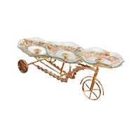 BESPORTBLE European Style Tempered Glass Fruit Plate with Rack Strong Bearing Capacity Snack Dish Holder for Wedding Party Decorative and Practical Dessert Tray for Living Easy to Clean and