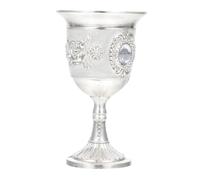 BESPORTBLE European Wine Goblet Small Decorative Metal High Footed Wine Cup Silver Rose Pattern Elegant Drinkware for Home Dining and Restaurant Use