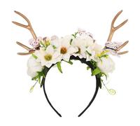 BESPORTBLE Exaggerated Deer Antlers Headband with Butterfly and Flower Elements Lightweight Holiday Hair Hoop for Christmas Halloween Seasonal Events Party Accessory