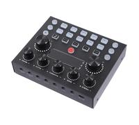 BESPORTBLE External Sound Card Dj Mixer with Colourful LED Lighting, Iron Shell and Professional Reverb Adjustment, Compatible with Mobile Phone and Computer for Live Streaming and Recording