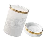 BESPORTBLE Farmhouse Marble Pattern Ceramic Utensil Holder with Gold Edge Decorative Cutlery Container and Chopstick Organizer for Kitchen Countertop Sturdy Flatware Storage Crock for Home