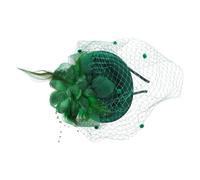 BESPORTBLE Fascinator Headband with Dark Green Net Veil Lightweight Mesh Hair Accessory for Wedding Guests and Cocktail Parties