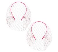 BESPORTBLE Fascinator Headband with Mesh Veil - Tea Party Accessories for Women - Birdcage Veil Hairband for Bridal Wedding Costume and DIY Party Looks Rosy