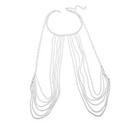 BESPORTBLE Faux Pearl Body Chain Necklace for Women Elegant Vintage Hollow Chest Jewelry Bridal Wedding Party Multilayer Beaded Chain Stylish Daily Wear Accessory