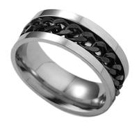 BESPORTBLE Finger Ring Stainless Steel Rotating Spinner Ring with Lucky Charm for Men Boys Daily Wear Black