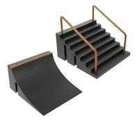 BESPORTBLE Fingerboard Ramps 2 Pieces Skateboard Park Obstacle Set for Kids Finger Skateboard Training Ramp Kit for Skill Development and Play