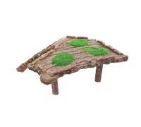 BESPORTBLE Flocked Resin Turtle Basking Platform with Large Wood Post Climbing Ladder for Aquarium and Reptile Habitat Décor Turtle Resting Sunbathing Ramp and Tortoises