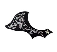 BESPORTBLE Flower Bird Pattern Self-adhesive Pvc Pickguard Wing Shaped Guitar Pick Guard for Acoustic Guitar Black Protective Plastic Guard