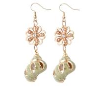 BESPORTBLE Flower Earring Drop Gold Plated Conch Alloy Design Shining Decorative Accessories for Women Match for Outfits and Special Occasions Golden