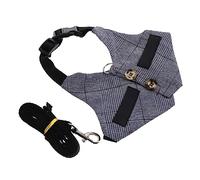 BESPORTBLE Formal Suit Style Harness and Leash Set Plaid Stripe Harness for Small Dogs Rabbit Vest Pet Supplies