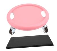 BESPORTBLE Four-wheel Abdominal Wheel Roller with Mat Smooth Quiet Multi-directional Fitness Equipment for Core Strength Home Exercise Enhanced Mobility and High Load Capacity Pink