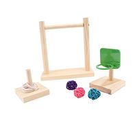 BESPORTBLE Funny Parrot Toys Set Parrot Basket Stand Rack Ring Toys Basketball Bird Training Educating Material Safe for Birds
