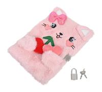 BESPORTBLE Furry Cat Journal with Lock A5 Plush Notebook for Writing Drawing and Travel School Activities