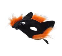 BESPORTBLE Furry Fox Face Mask with Brown and Black Fur, Half Face Cosplay for Women, Masquerade Animal Mask for Halloween and Costume Parties
