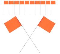 BESPORTBLE Garden Marking Flags 50-Pack, Orange Lawn Marker with Steel Wire Poles, Surveying Boundary Flag for Outdoor Irrigation and Sprinkler, Dog Training Field Markers, 50cm