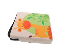 BESPORTBLE Giraffe Printed Linen Dining Height Booster Cushion for Portable Lightweight Travel Highchair Pad with Anti-Slip Straps Detachable Washable Cover for Kitchen and Study Table