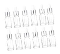 BESPORTBLE Glass Dropper Bottles 12pcs 5ml Small Travel Essential Oil Bottles Silver Ring and White Rubber Top Leakproof for Aromatherapy and Sub Packaging