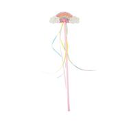 BESPORTBLE Glittery Rainbow Princess Wand with Sparkling Ribbons Portable Fairy Wand for Dress Up Role Play Accessory for Birthday Halloween Christmas Parties for Little Enchanting Adventures