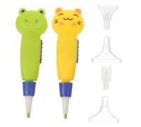 BESPORTBLE Glow Dotting Tool Pen Nail Art with Interchangeable Tips for Manicure DIY Cute Frog Cat Design Portable Nail Dotting Pen for Precise Drill