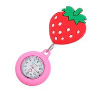 BESPORTBLE Glowing Stretchable Nurse Pocket Watch with Cartoon Strawberry Design Silicone Lightweight Fob Watch for Nurses Portable Luminous Hanging Timepiece for Daily Medical Work