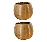 BESPORTBLE Golden Ceramic round Succulent Pot 2pcs Decorative Planter